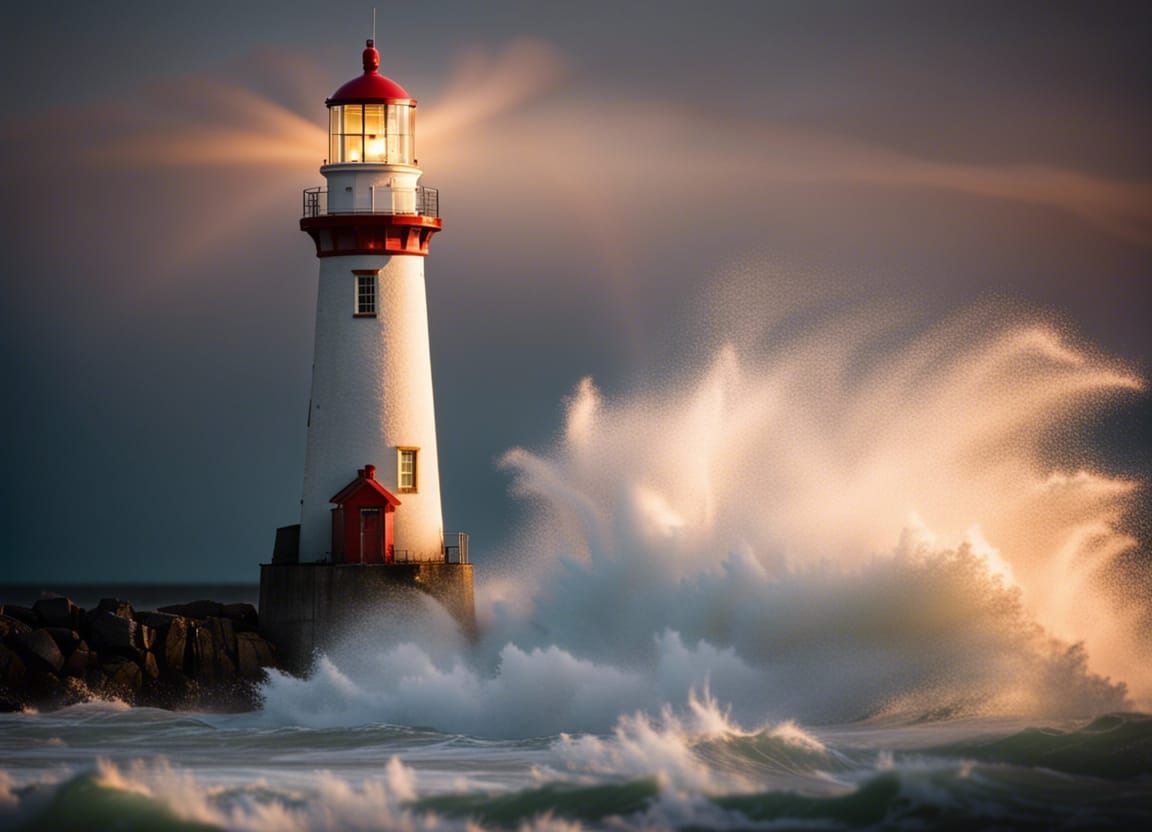 Lighthouse Under Lightning Storm: Professional Photography