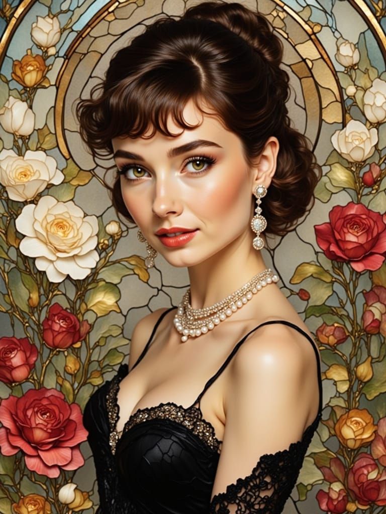 Stained Glass Portrait Inspired by Alphonse Mucha