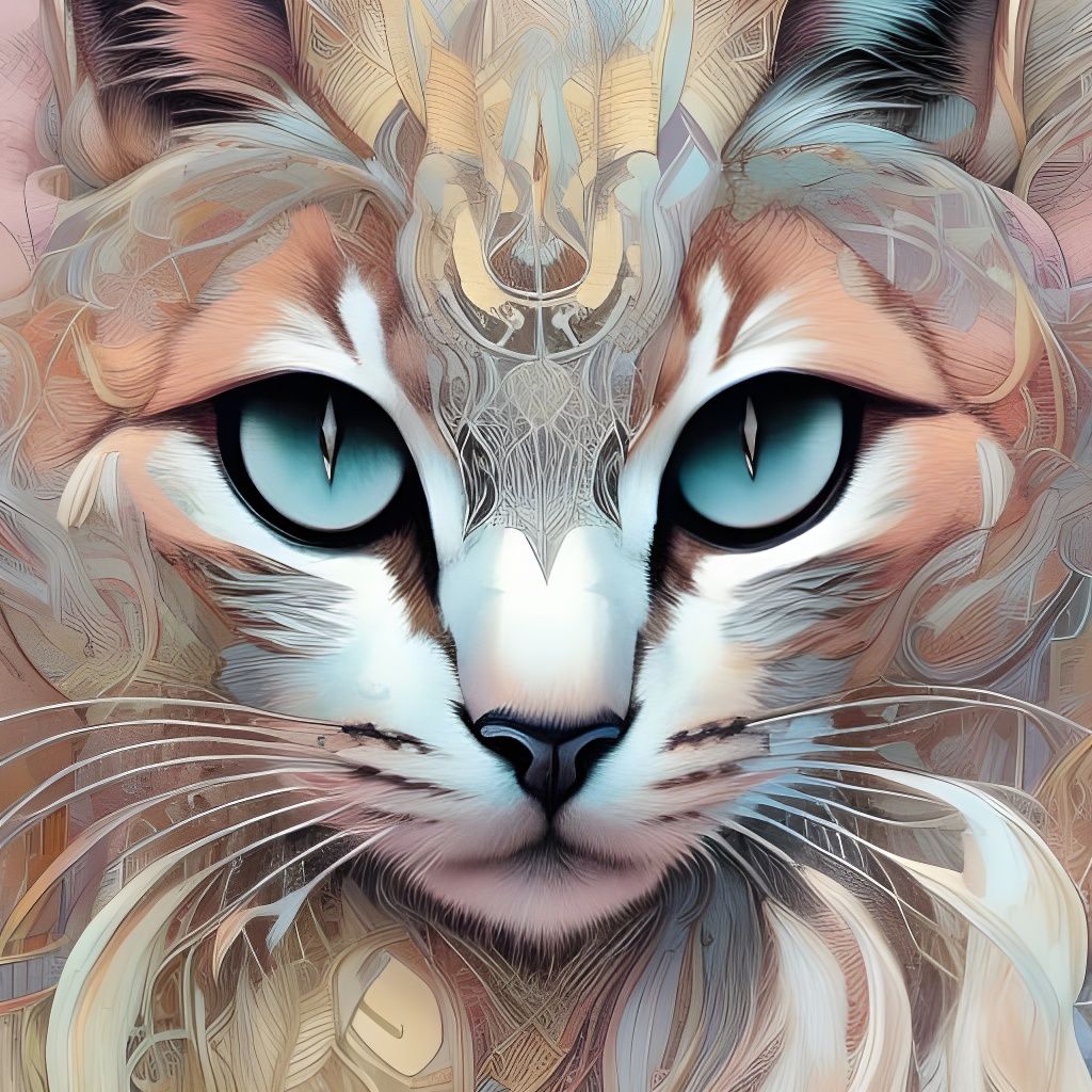 Soft Cat Portrait in Pastel Colors