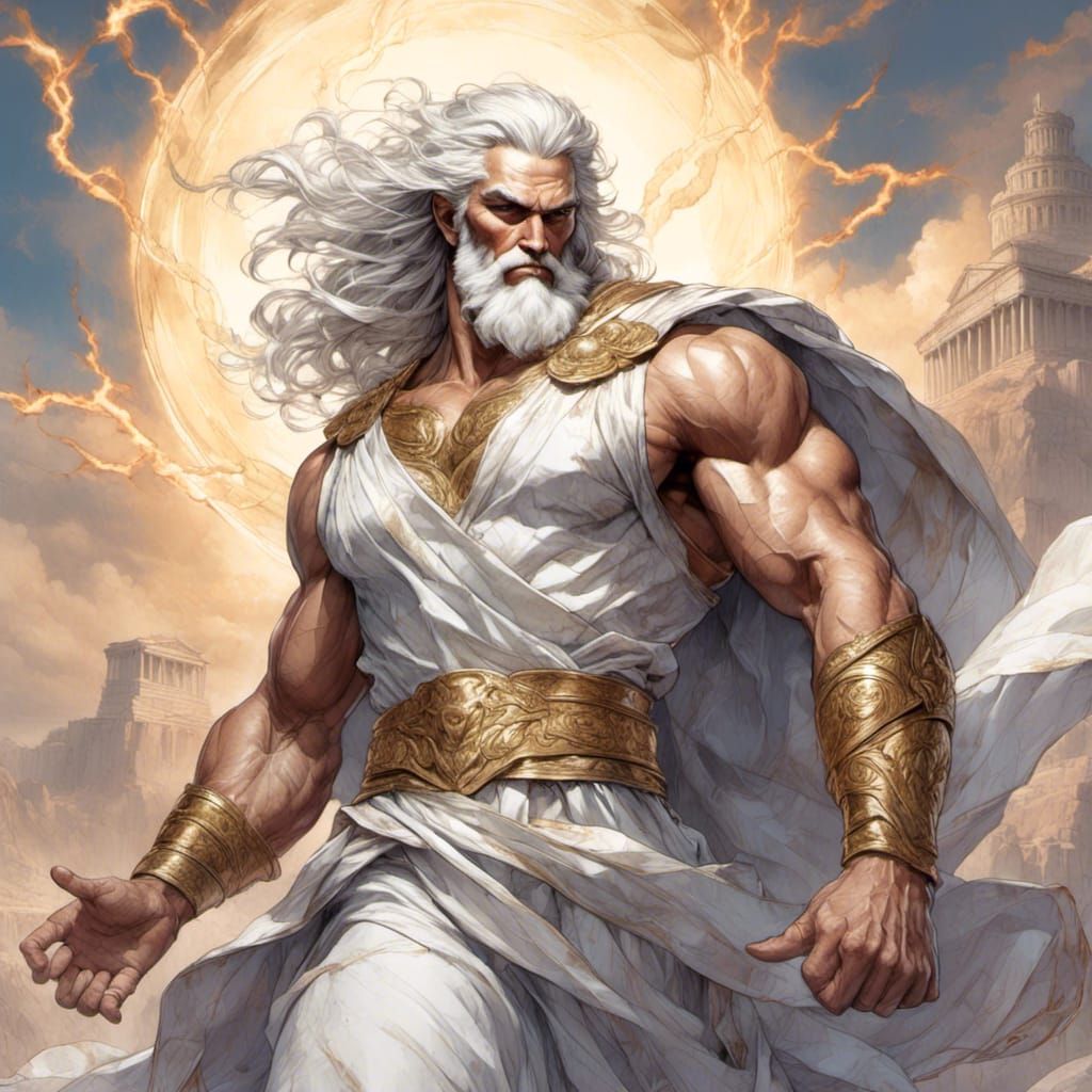 Zeus, Greek God of Thunder on Mount Olympus