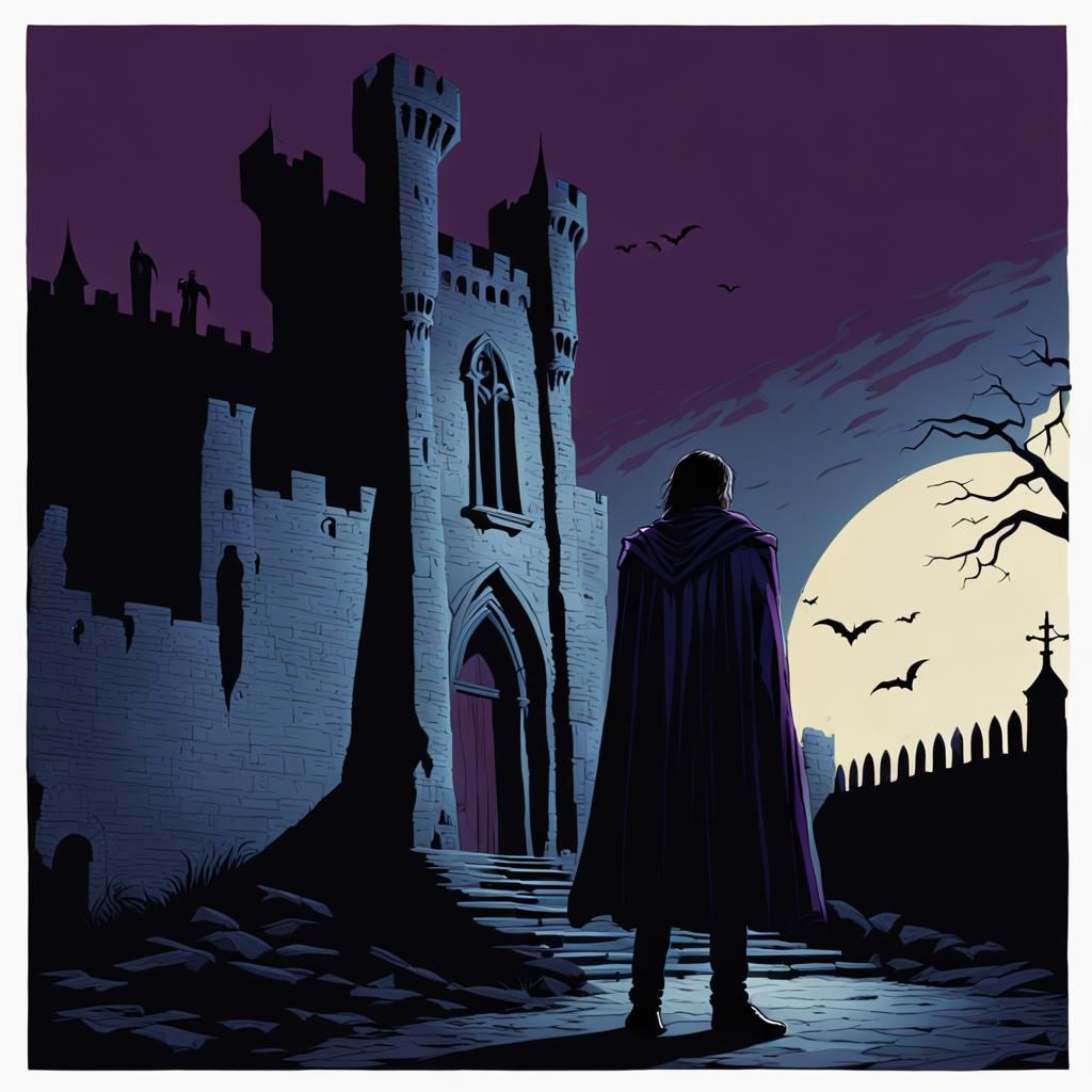 Moody Vampire in Abandoned Castle, Film Noir