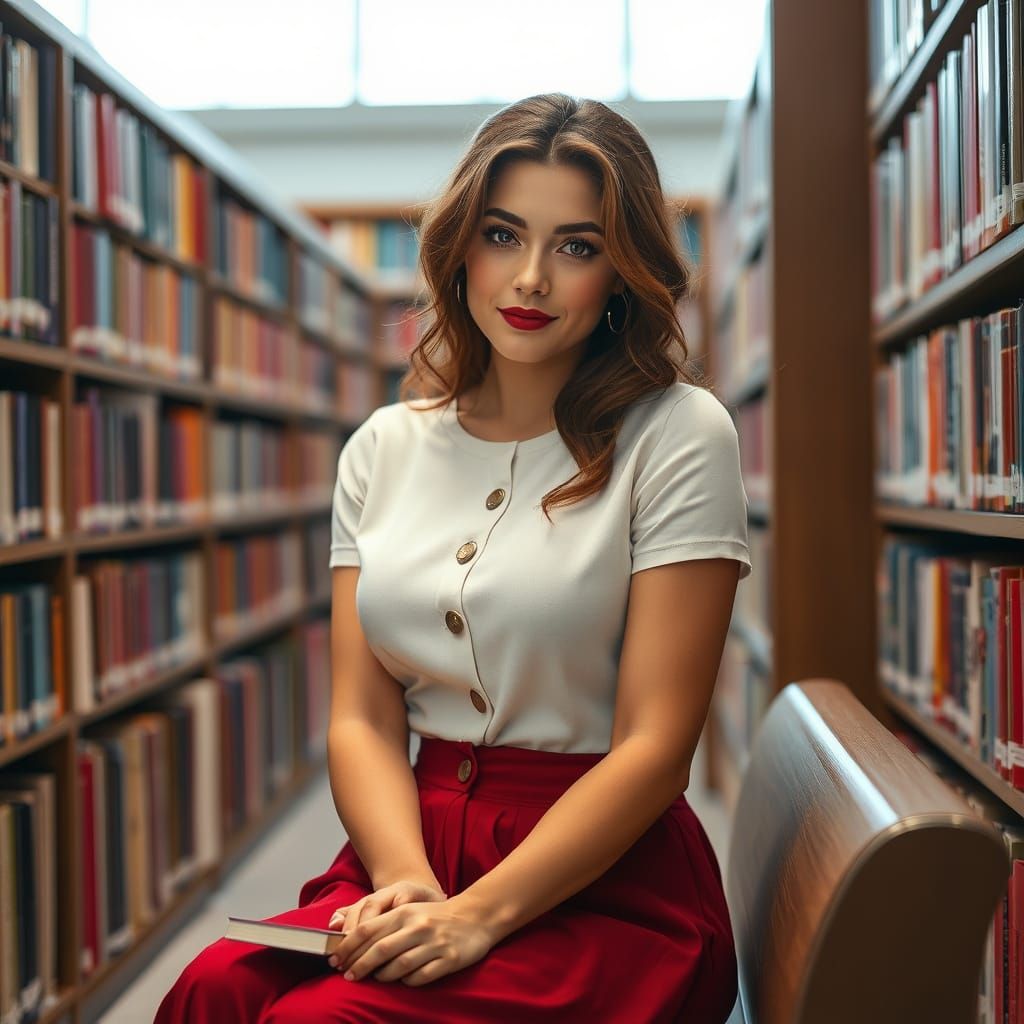 Stunning College Library Scene with Fashionable Women