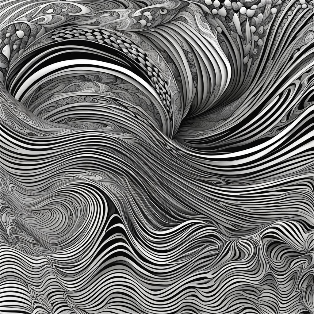 Abstract Fractal Design with Zentangle Elements