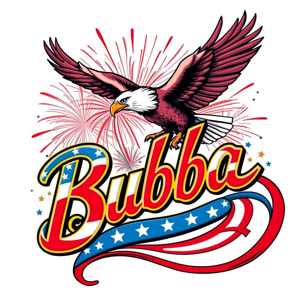 American Flag Bubba Logo in Comic Book Style