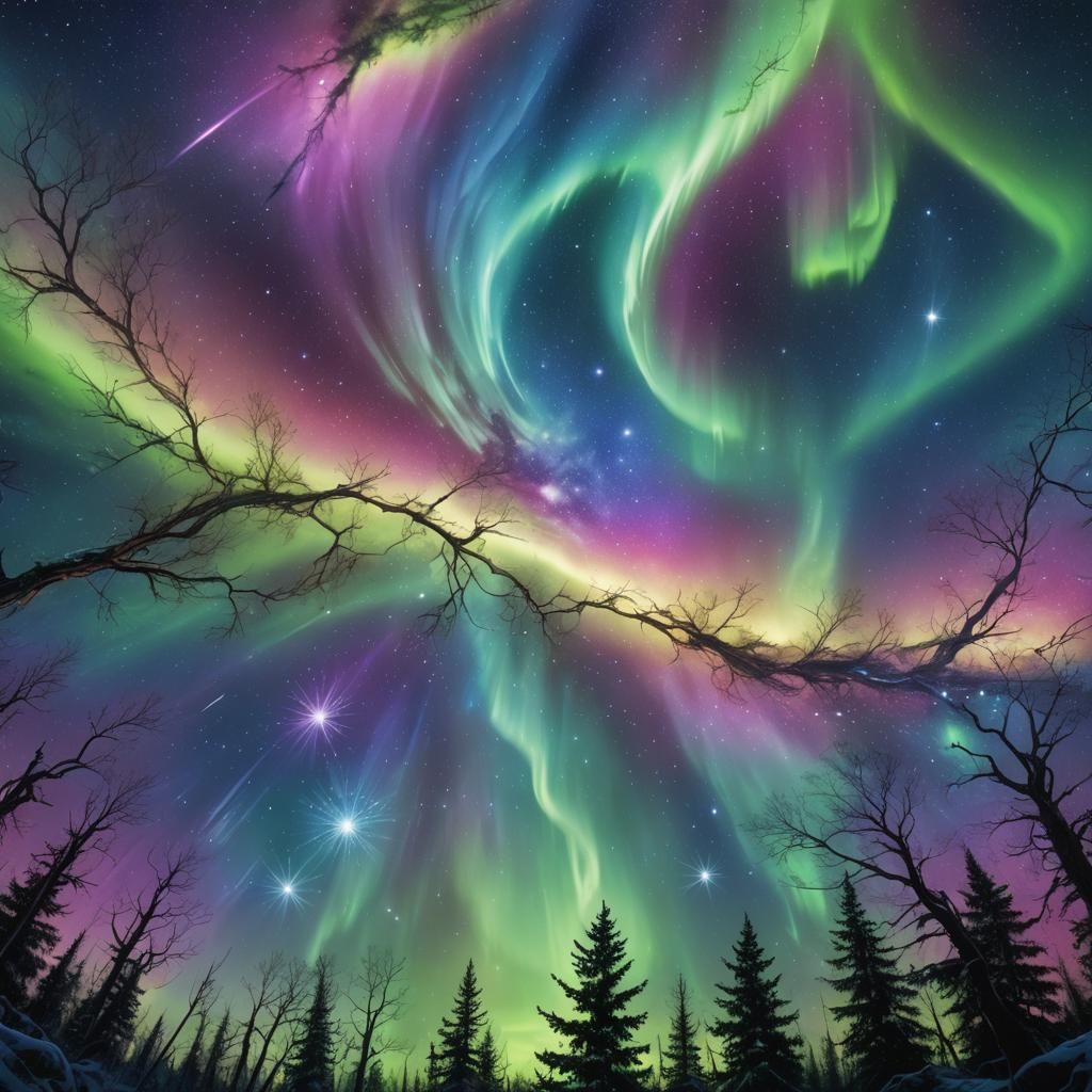 Cosmic Aurora Borealis Concept Art in Fantasy Style