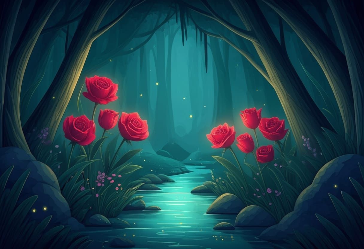Enchanted Glowing Flowers in Hidden Glade