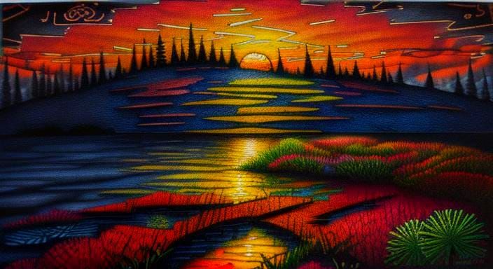 Abstract Sunset in Zentangle Style