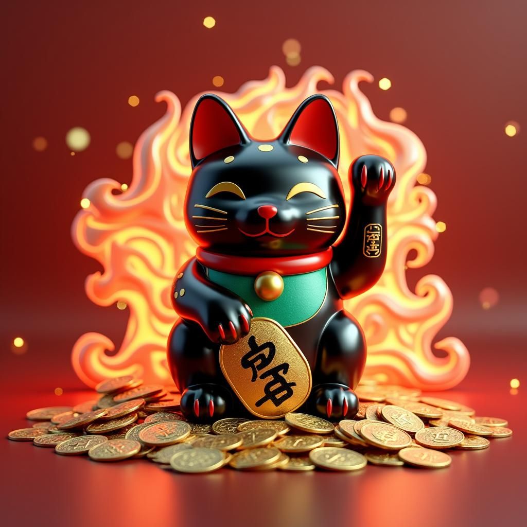 Lucky Maneki Neko Figurine in 3D Anime Art