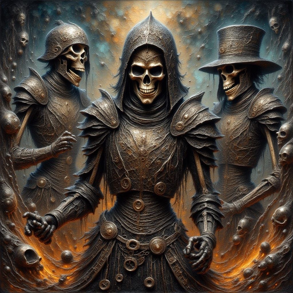 Skeletons Marching to War in Dark Fantasy Style