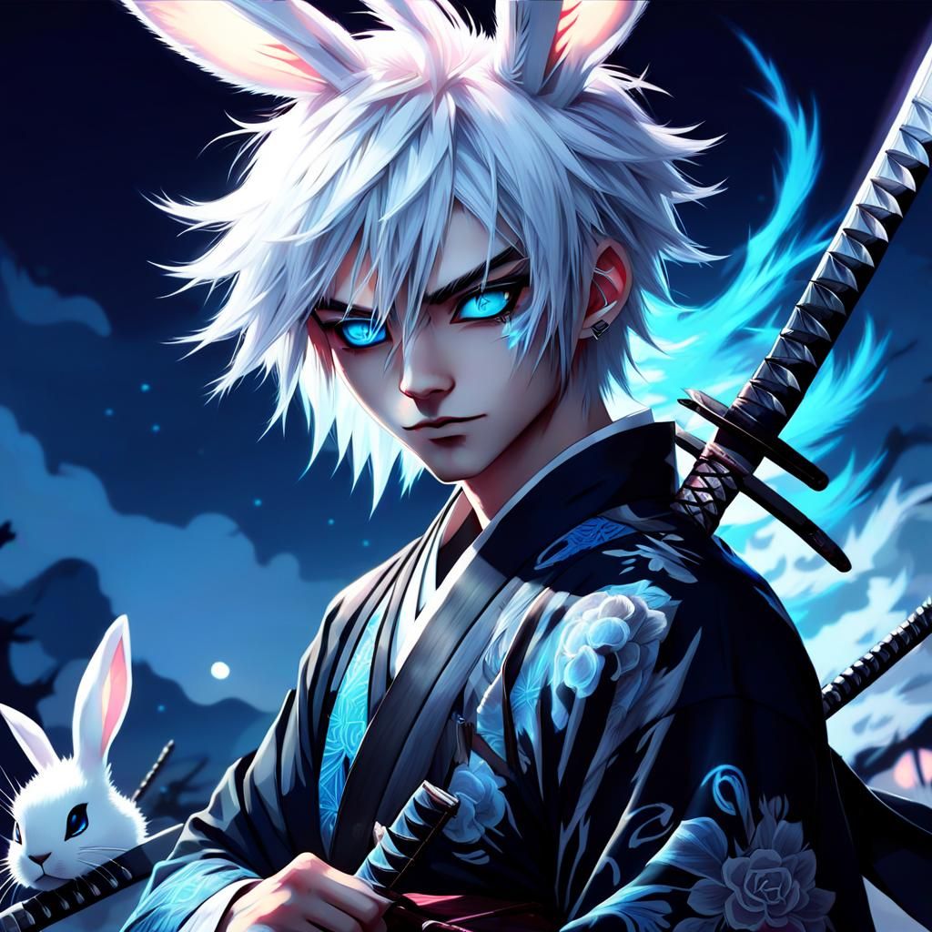 Emo Nekoboy with Katana in Gothic Lolita Style