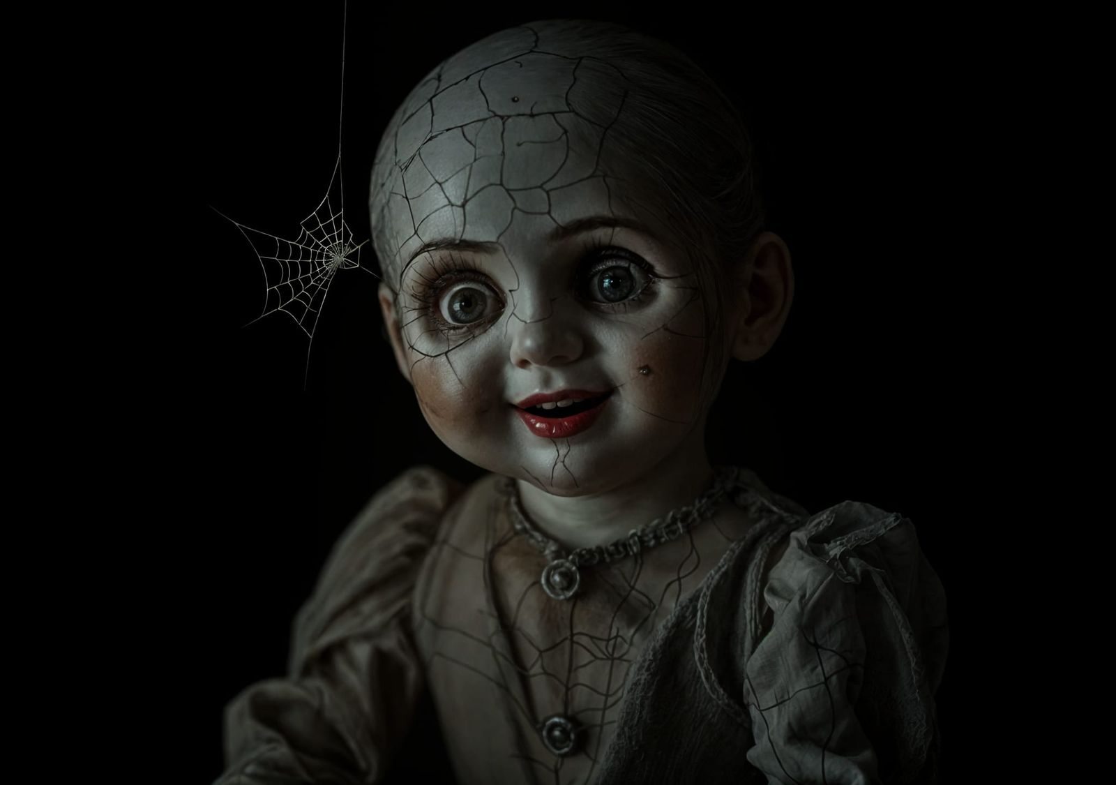 Victorian Porcelain Doll in Ethereal Glow