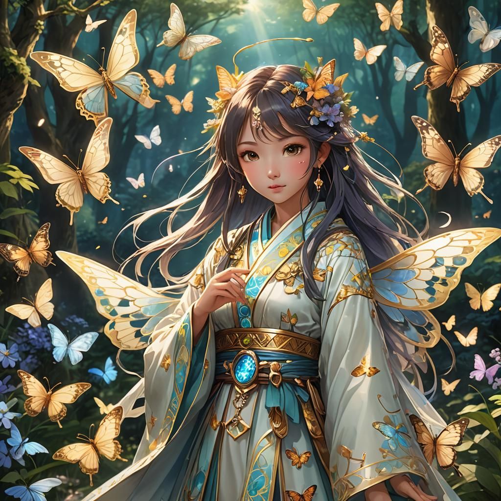 Mystical Butterfly Enchantress: Hikari in 3D Anime Art