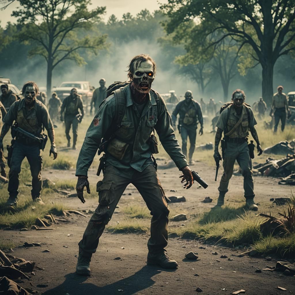 Dramatic Zombie Apocalypse Cinematic Film Still