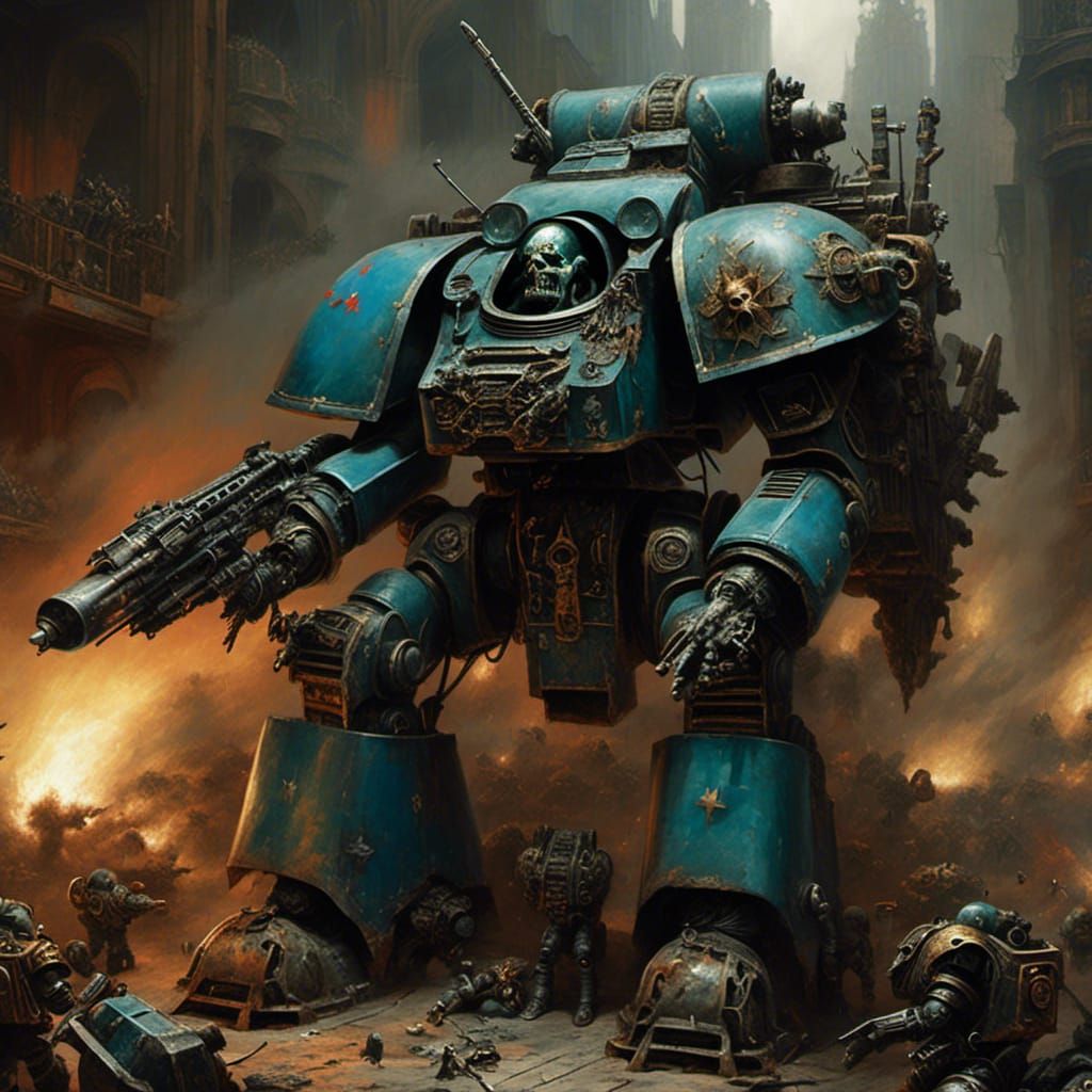 Warhammer 40k Character with Strong Expression
