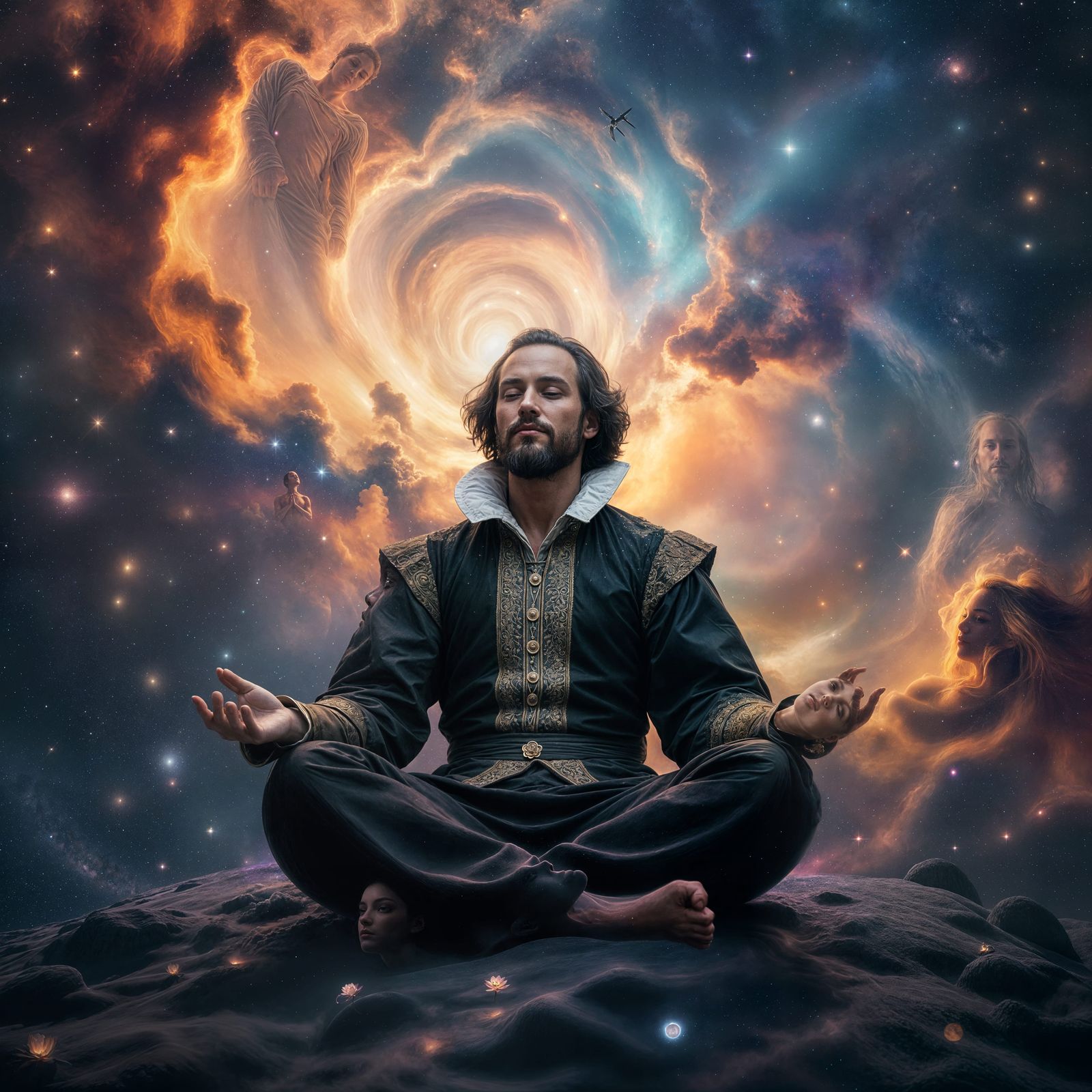Shakespeare Meditates Above a Nebula in HDR