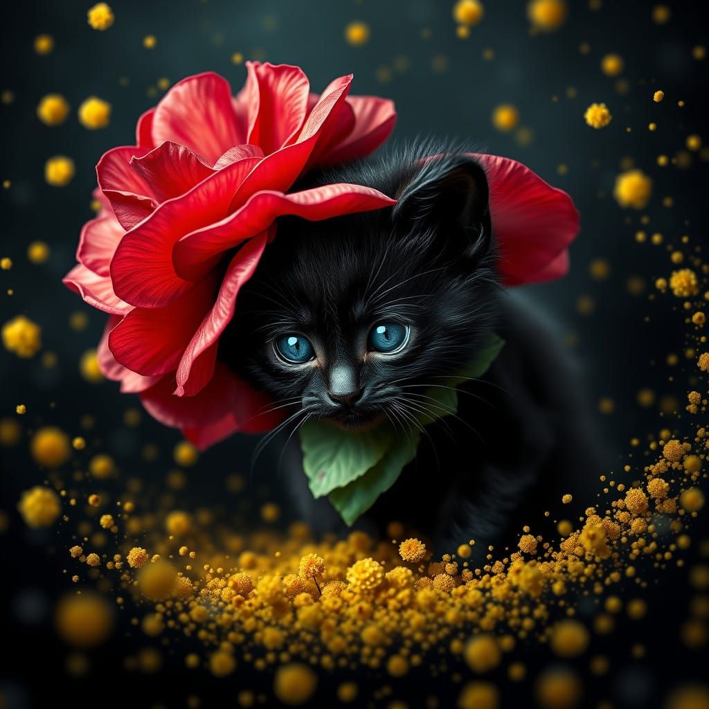 Whimsical Kitten in a Mystical Vortex