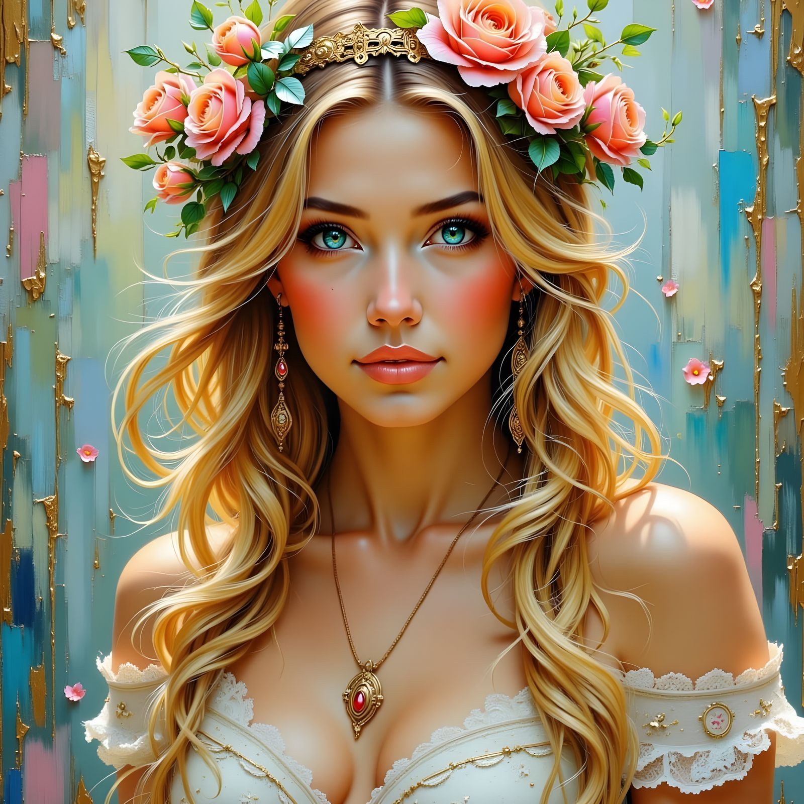 Portrait of Norse Goddess in Oil Painting Style