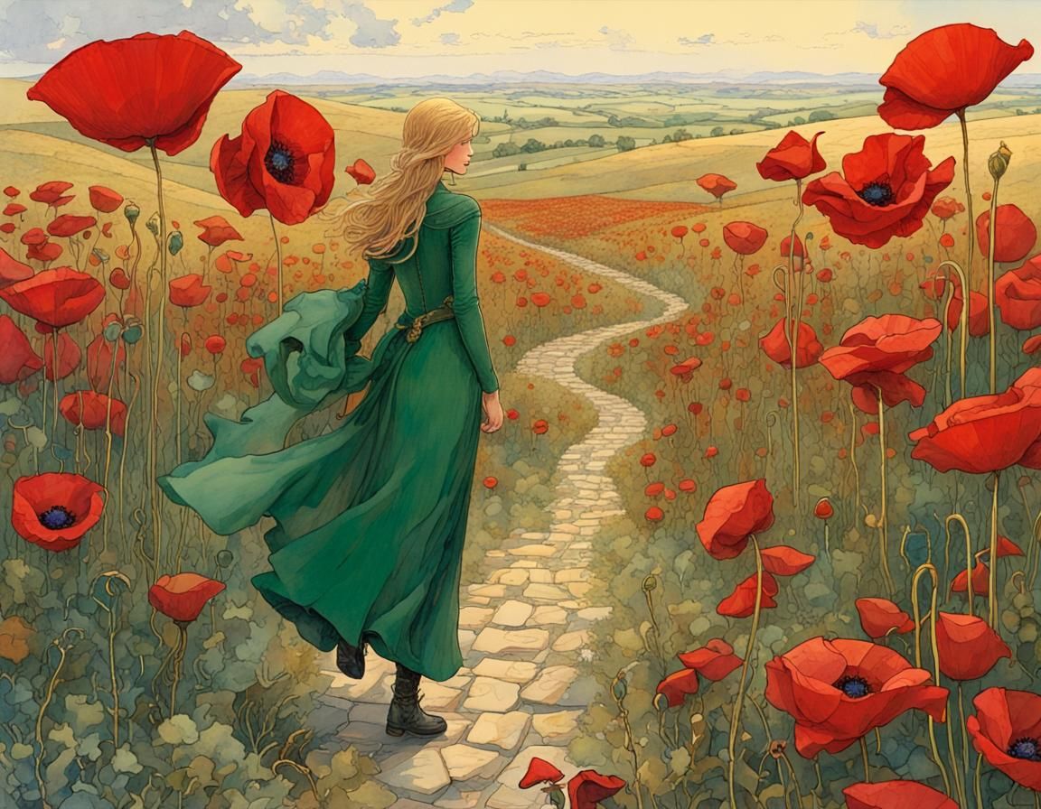 Emerald Gems Meet Golden Bricks in Whimsical Oz Landscape