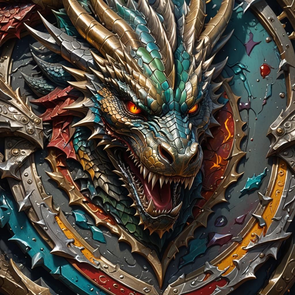 Dragon Protecting its Owner with Heraldic Shield