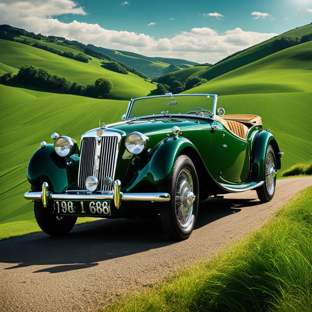 Shining 1968 MG Vintage Car in Green Hills