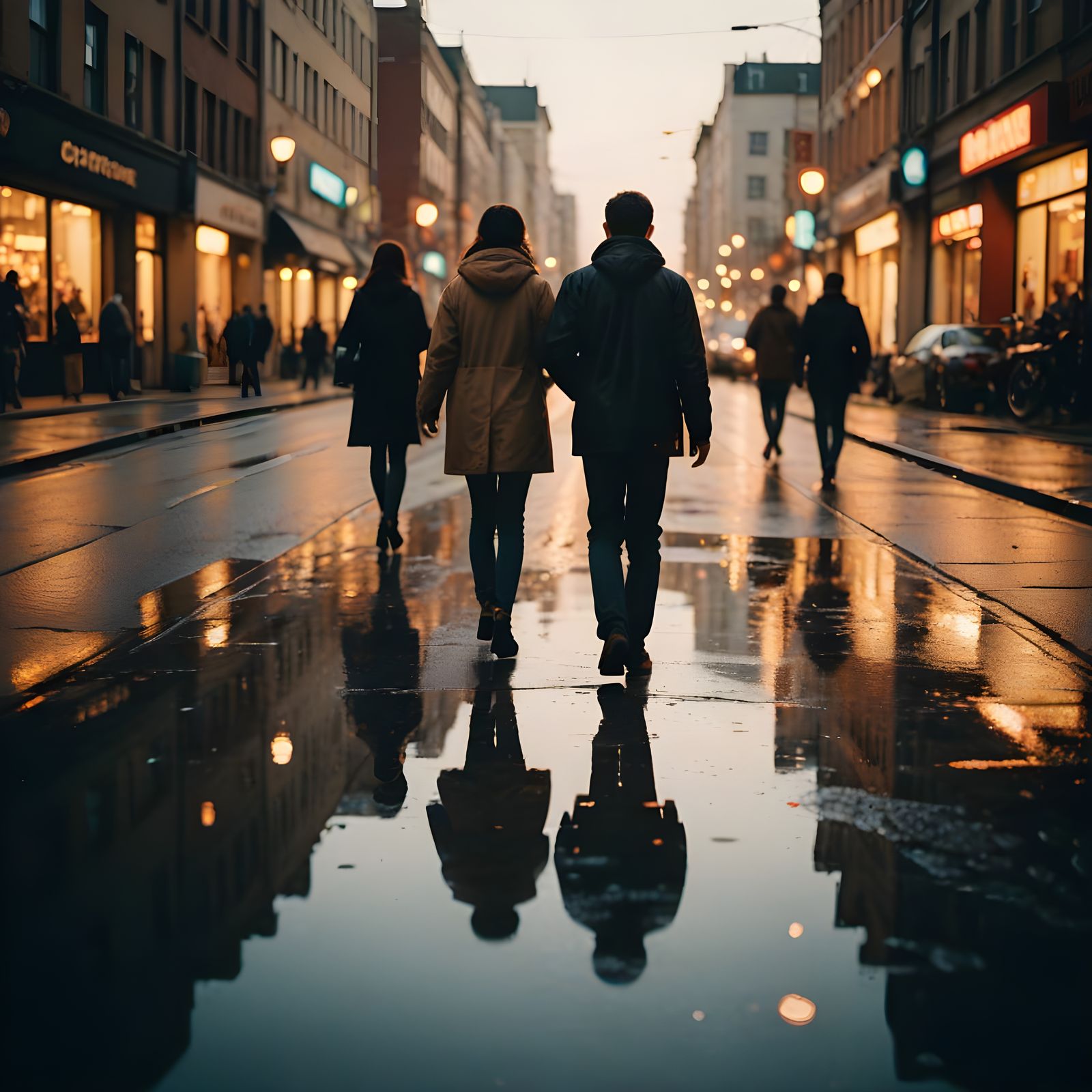 Nostalgic City Street at Dusk in 1990s Style