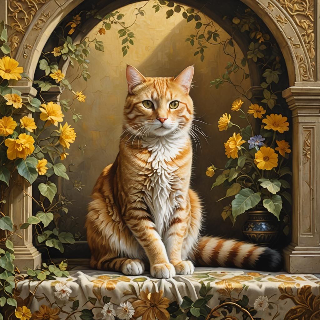 Tabby Cat in Renaissance Oil Painting Style