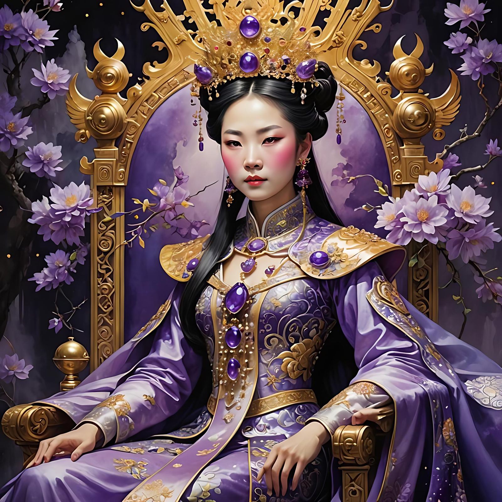 Stunning Chinese Empress on Regal Throne