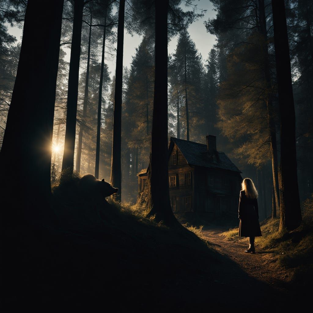 Film Noir Girl in Bear's House