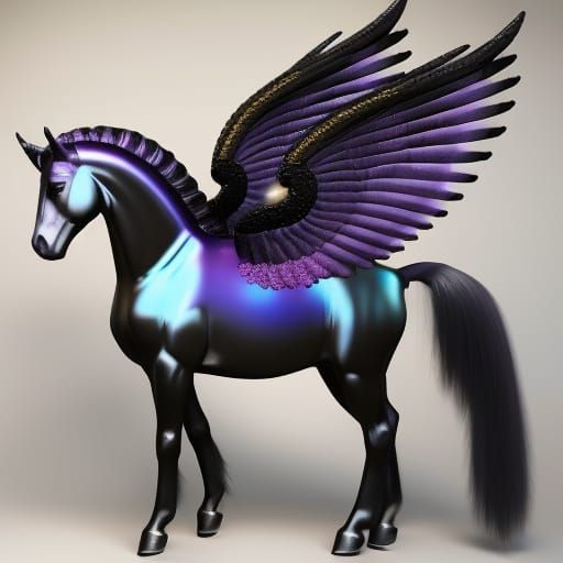 Gothic Purple Pegasus with Fairy Wings in 8K