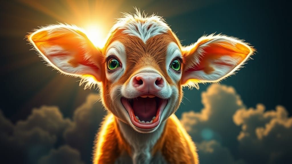 Majestic Colorful Calf in Radiant Sunshine
