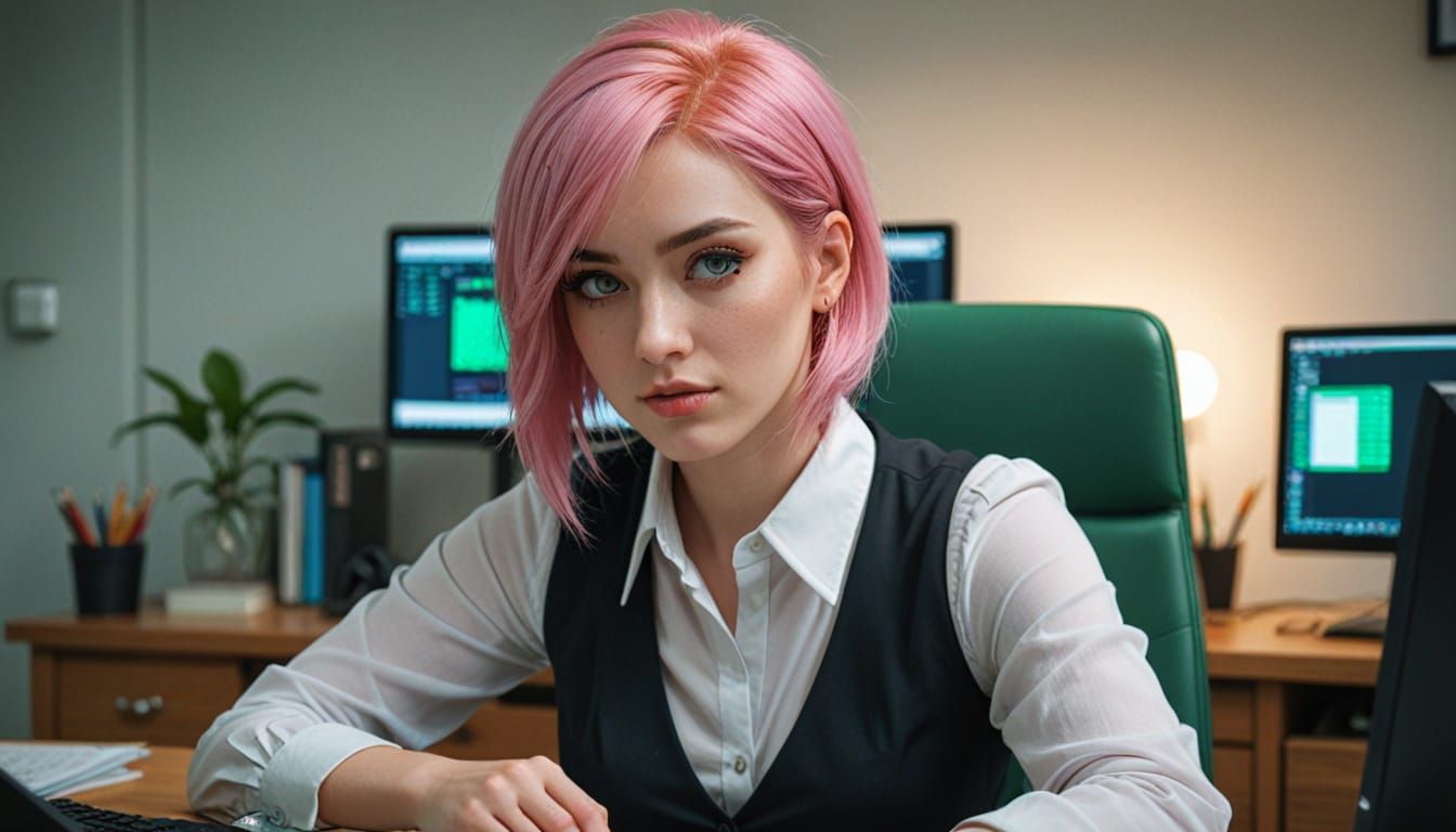 Anime Style Secretary Portrait in 4K Resolution