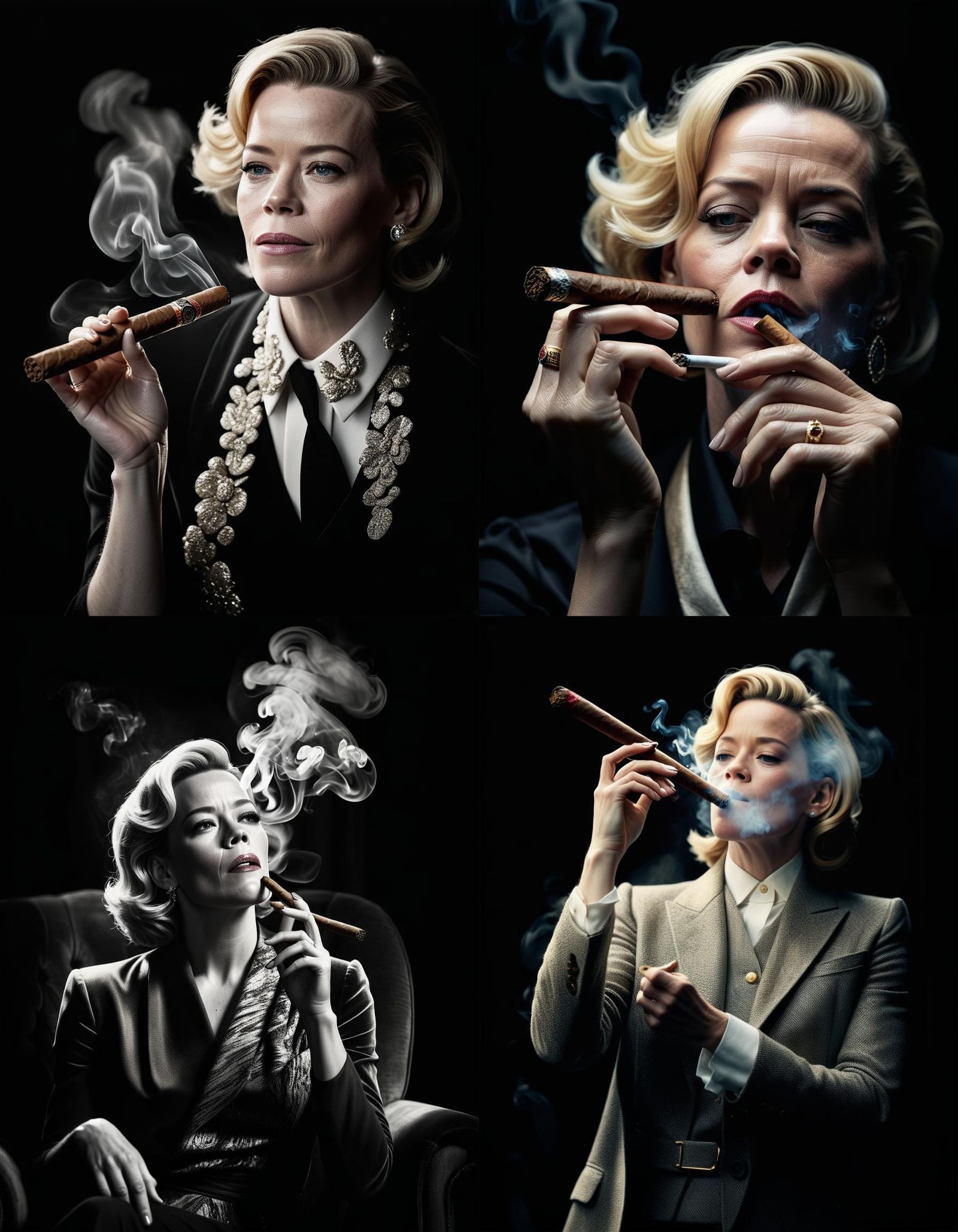Elizabeth Banks Smoking a Cigar: Realistic Photo