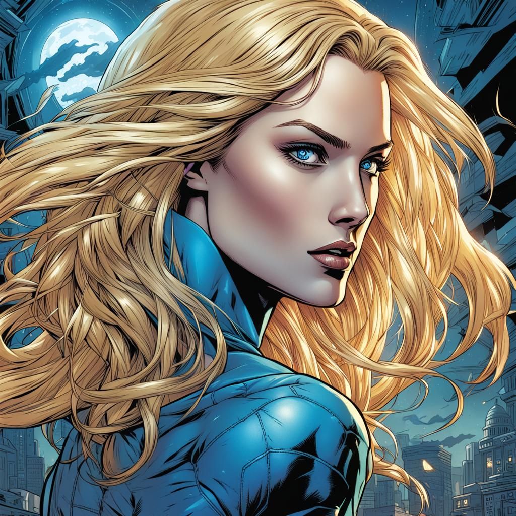 Sensual Blonde Villainess in Comic Book Art