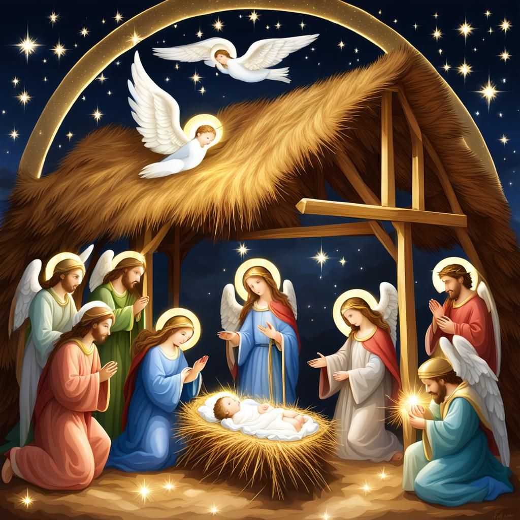 Angelic Nativity Scene: A Heavenly Depiction