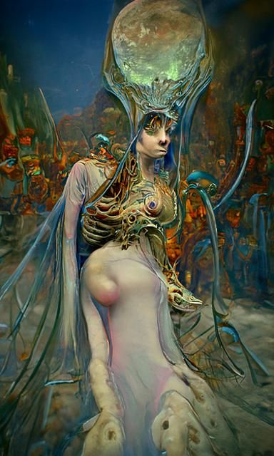 Lilith in Lilac Gown: A Dystopian Art Nouveau Vision