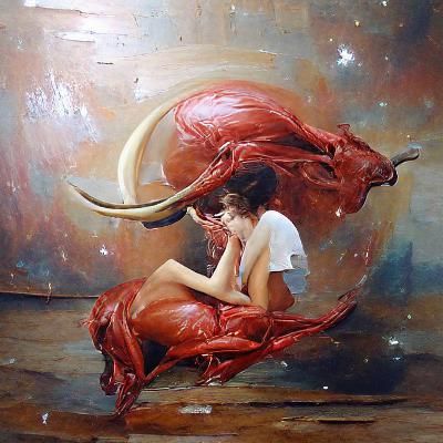 Aries Zodiac Sign in Oil Painting Style