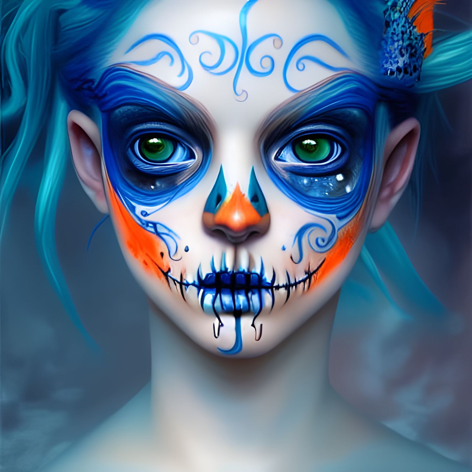 Halloween Mermaid Portrait in Astral Style