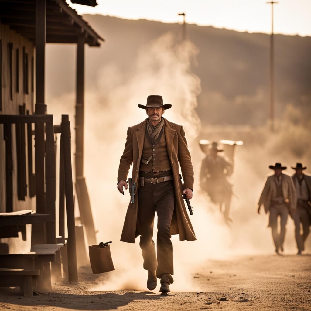 Classic Spaghetti Western Hero in Action