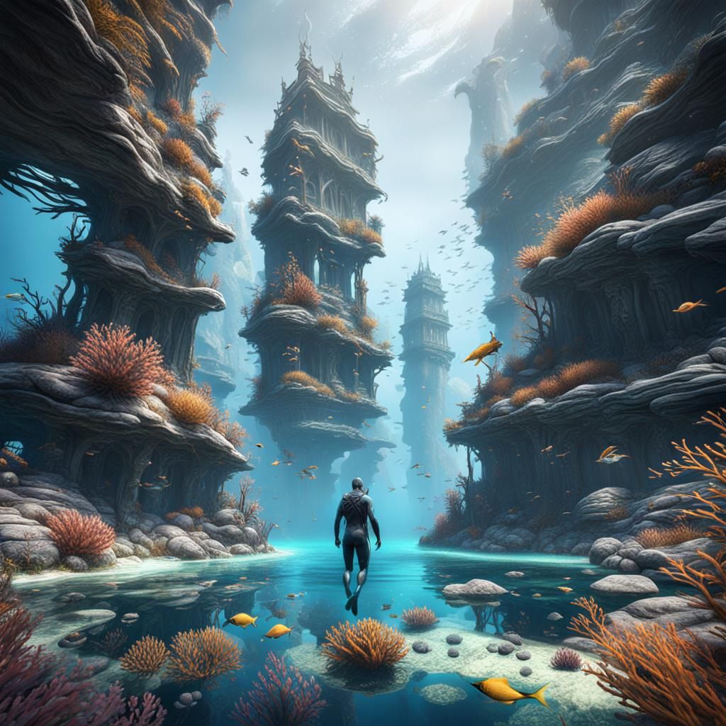 Fantastical Free Diver in Deep Color