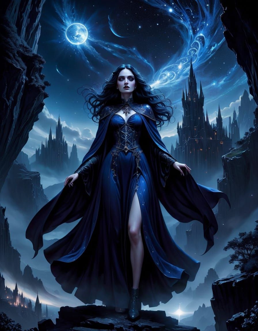 Gothic Sorceress Overlooking Cosmic Void