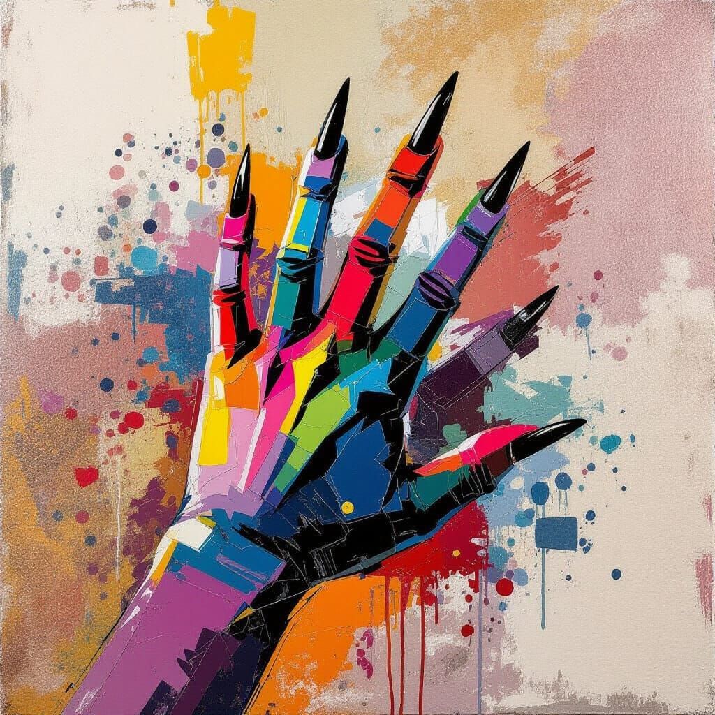 Claw Scratches on Canvas in Gouache Style