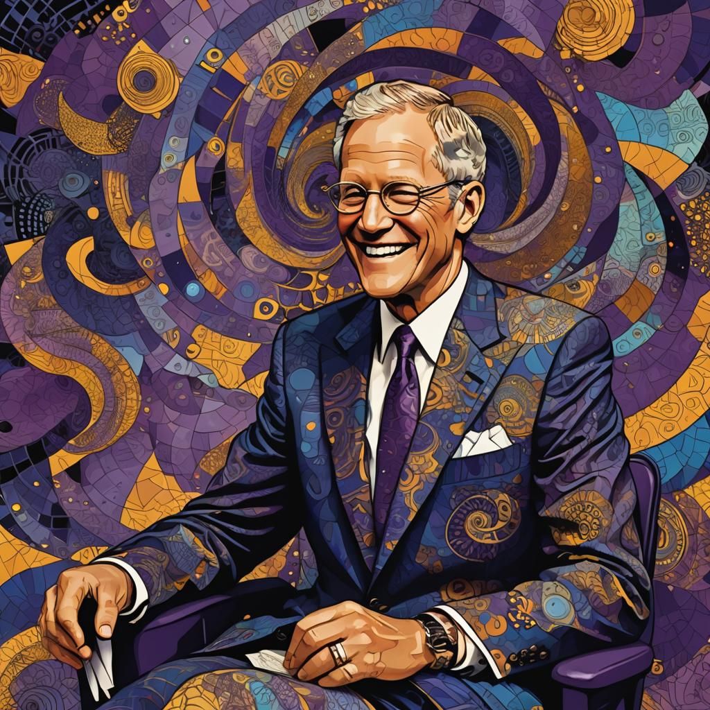 Abstract Fractal: Talk Show Host in Zentangle Vortex