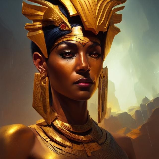 Amun Ra: Fierce Female Warrior Portrait