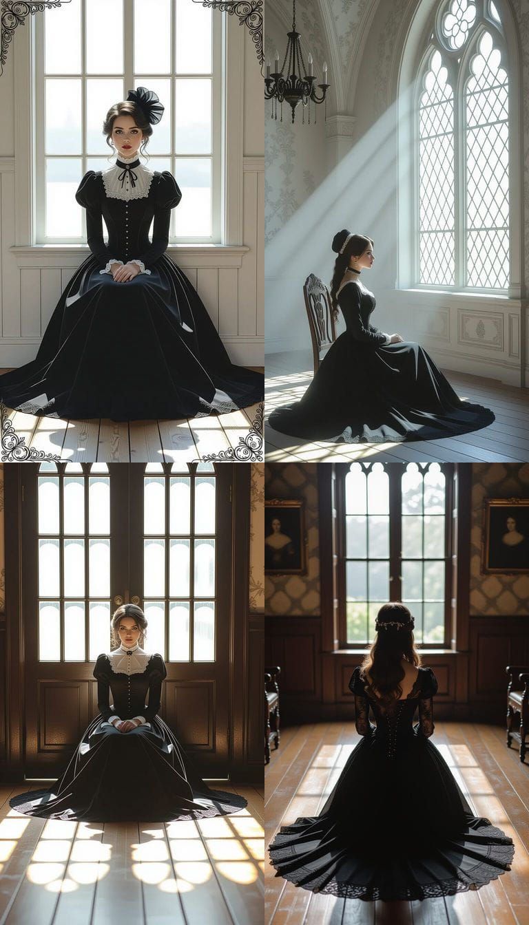 Gothic Girl Gazing Longingly at Light