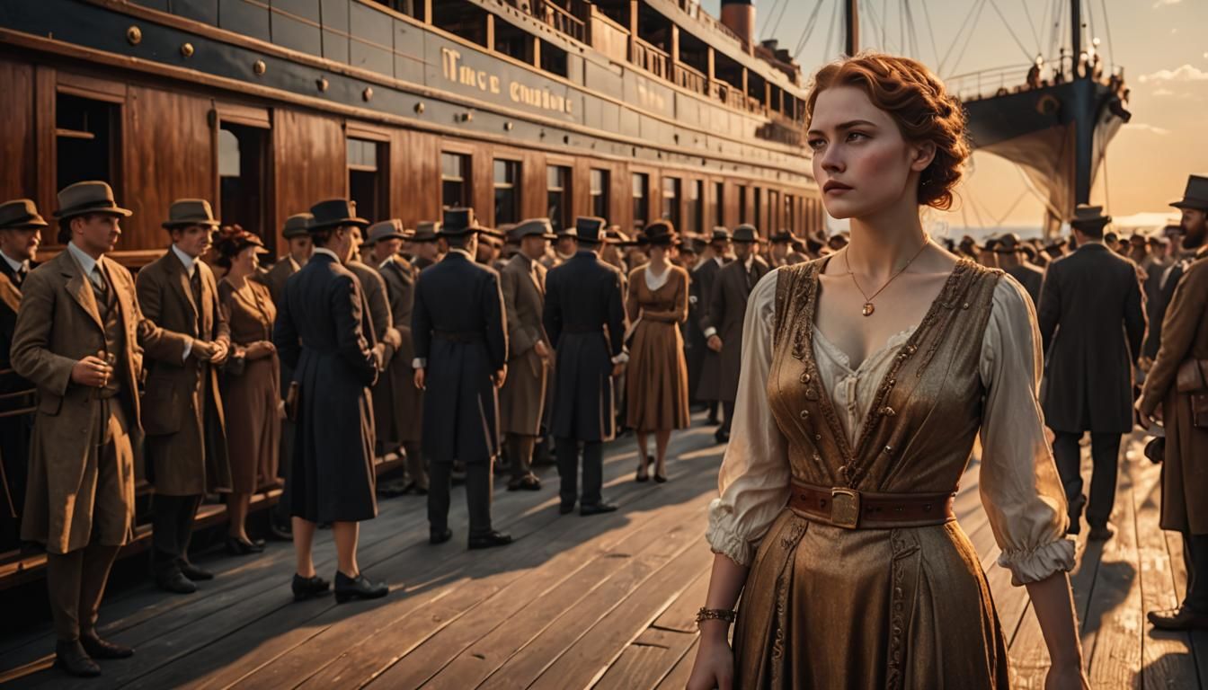 Poor lady ready to board Titanic