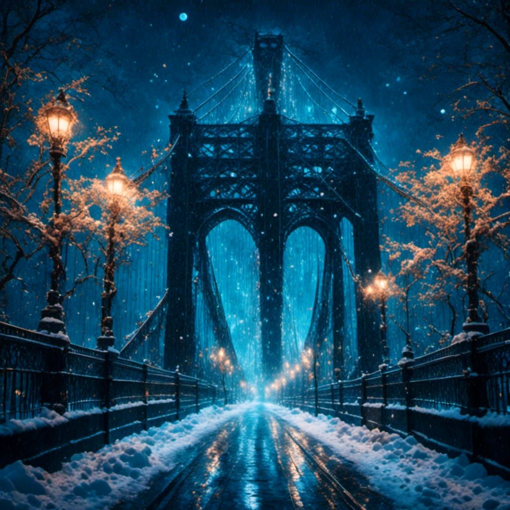 Manhattan Bridge in Winter: A Painterly Watercolor