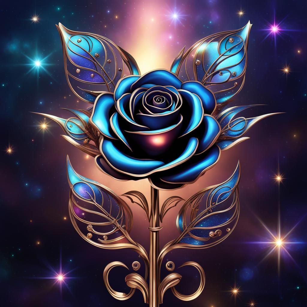 Steampunk Metal Rose with Ethereal Shimmer