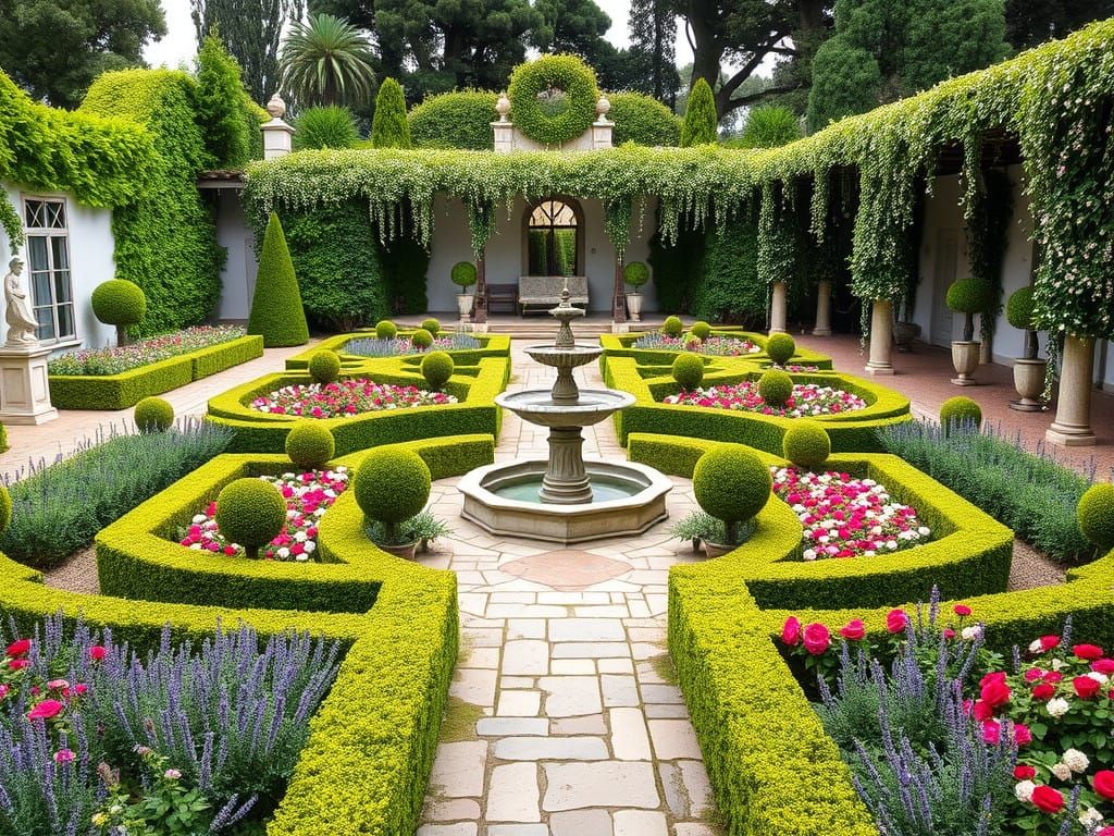 Elegant Portuguese Formal Garden in Symmetrical Harmony