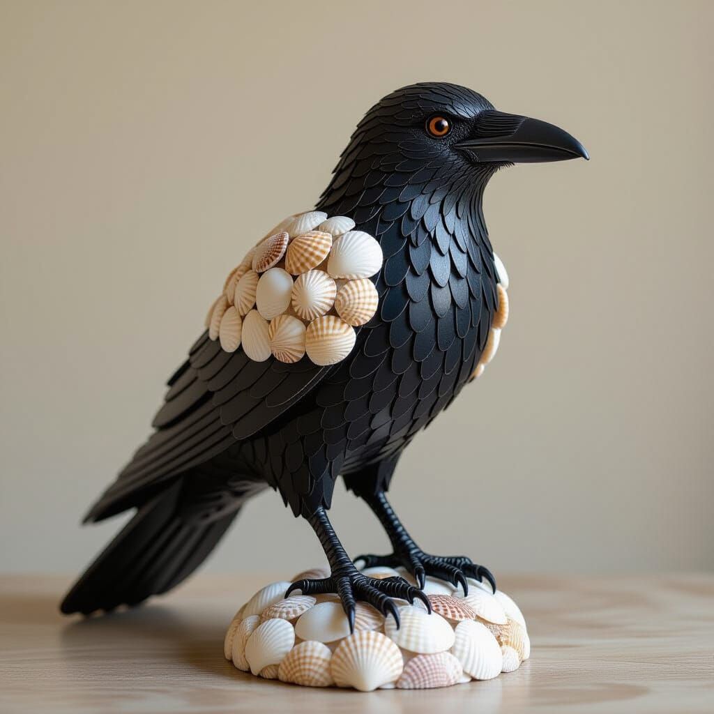 Seashell Raven: An Ornithological Sculpture