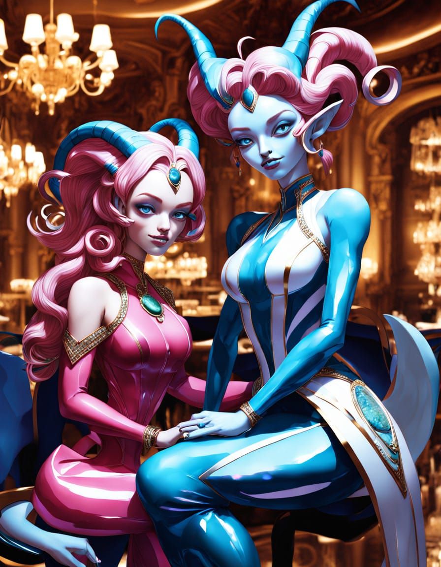 Glamorous Intergalactic Date in Cyberpunk Style